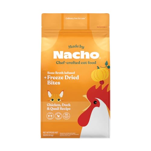 Made by Nacho Dry Cat Kibble 10lb Bag, High Protein Premium Cat Food with Freeze-Dried Pieces, Cage-Free Chicken, Duck & Quail, Limited Ingredients, Single Bag — Pet Supplies review
