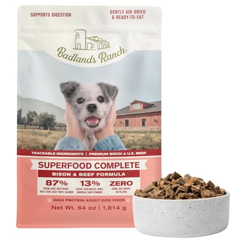 BADLANDS RANCH by Katherine Heigl – Superfood Complete Air-Dried Beef & Bison Dog Food – High Protein with Superfoods for Daily Wellness & Consistent Nutrition – 64 oz — Pet Supplies review