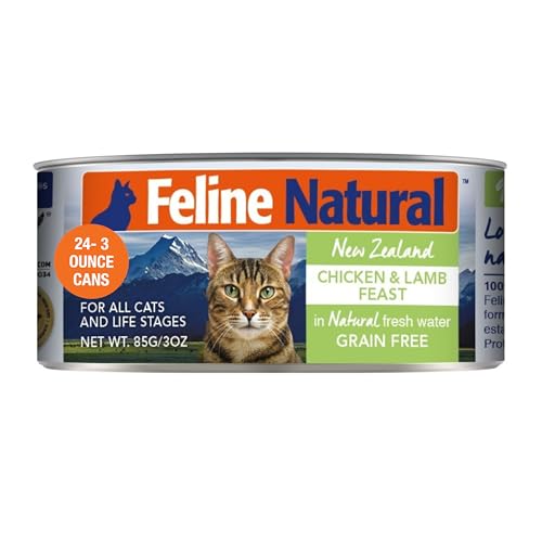 Feline Natural New Zealand Canned Catfood Wet Food, High-Meat, Low-Carb, & Grain Free Cat Food Wet, Chicken & Lamb Feast, 3 oz, Pack of 24 — Pet Supplies review