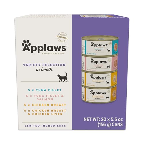 Applaws Natural Wet Cat Food in Broth, Limited and Natural Ingredients, High Protein with No Artificial Additives, Fish and Chicken Variety Selection in Broth Cans (20 x 5.5 oz Cans) — Pet Supplies review