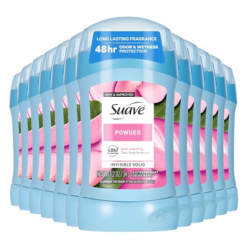 Suave Antiperspirant Deodorant For Women, Invisible, Underarm Deodorant, 48hr Odor & Wetness Protection, Long Lasting Powder, Sensitive Skin Deodorant Solid Stick, 1.2 oz (12 Bulk Pack) — Beauty & Personal Care review