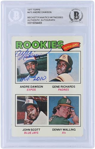 Andre Dawson Montreal Expos Autographed 1977 Topps Series 2#473 Beckett Fanatics Witnessed Authenticated Rookie Card with "HOF 2010" Inscription - Baseball Slabbed Autographed Cards — Sports Cards review