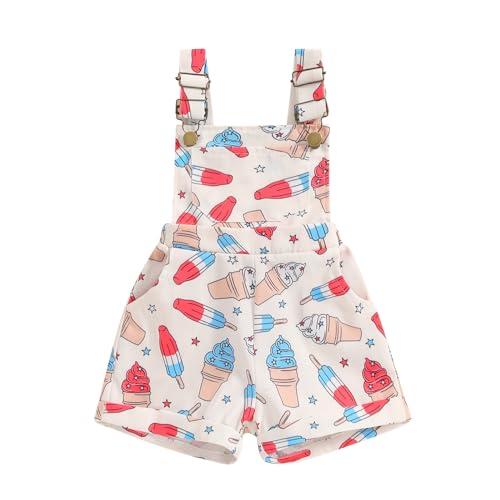 Fourth Of July Baby Girl Outfit ToddlerBow/Flower Print Cream Jumpsuit Shorts Little Overalls Suspender Kids Romper baby boy clothes baby clothes gir — TikTok Shop Feed review