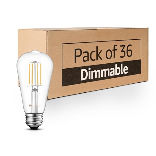 Mastery Mart 36 Pack Vintage LED Light Bulb 4000K Cool White, Dimmable, 5.5W (60 Watt Equivalent), ST21/ST64 Clear Glass Antique Edison Style, 500LM E26 Decorative Filament Bulb — Tools & Home Improvement review