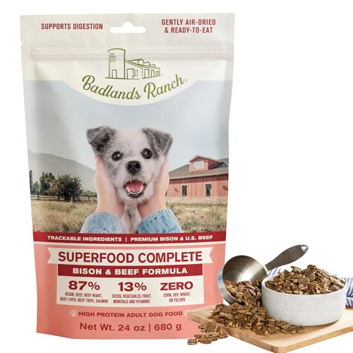BADLANDS RANCH by Katherine Heigl – Superfood Complete Air-Dried Beef & Bison Dog Food – High Protein with Superfoods for Daily Wellness & Consistent Nutrition – 24 oz — Pet Supplies review