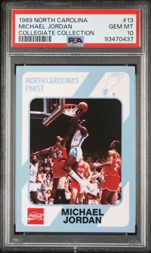 Graded 1989 North Carolina Collegiate Collection Michael Jordan #13 Basketball Card PSA 10 Gem Mint — Sports Cards review