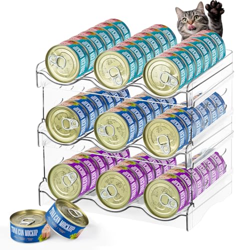 REFLYING Cat Food Can Organizer, Can Organizer for Pantry,Transparent Cat Food Storage Container Holds 54 (3.5oz) Cans, Canned Food Organizer and Storage for Countertop Kitchen Cabinet (3 Layers) — Pet Supplies review