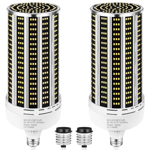 2 Pack 400W LED Corn Light Bulb,3850W Equivalent Commercial Grade 59000LM 5000K Daylight E26/E39 Medium/Mogul Base LED Lamp,Large Area Lights for Outdoor Indoor Garage Warehouse Gym Bay Light — Tools & Home Improvement review