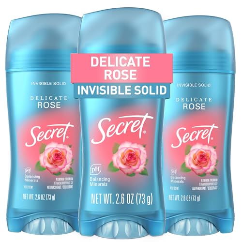 Secret Fresh Antiperspirant Deodorant for Women, 72hr Breathable Sweat & Odor Protection, Instant Freshness & Gentle, PH Balancing Minerals, Invisible Solid, Delicate Rose Scent, 2.6 oz (Pack of 3) — Beauty & Personal Care review
