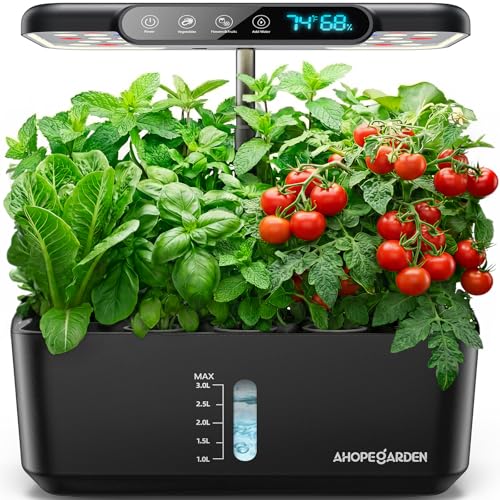 Ahopegarden Hydroponics Growing System Herb Garden: 10 Pods Indoor Garden Kit with LED Grow Light and Smart Temp & Humidity Display - Plant Germination Kit for Home Kitchen — Kitchen & Dining review