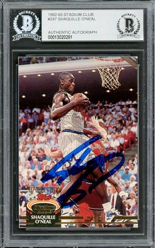 Shaquille Shaq O'Neal Autographed 1992-93 Stadium Club Rookie Card #247 Beckett BAS #13020281 — Sports Cards review