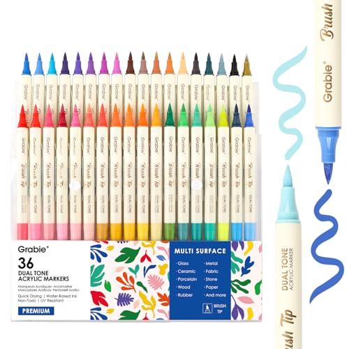 Dual Tip Acrylic Paint Pens markers, Canvas, Stone, Rock Painting, Glass, Ceramic Surfaces, DIY Crafts Making Art Supplies Colorful Artistic Materials — TikTok Shop Feed review
