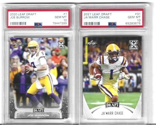 PSA 10 JOE BURROW JA'MARR CHASE LEAF 2 ROOKIE CARD LOT GRADED PSA GEM MINT 10 BENGALS STARS LSU CHAMPS — Sports Cards review