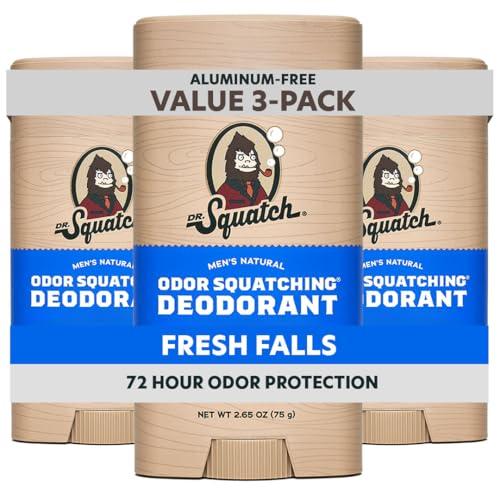 Dr. Squatch Natural Men’s Deodorant – Aluminum Free Natural Deodorant Men with Charcoal & Postbiotics for 72-Hour Odor Protection – Fresh Falls, 2.65oz Stick (3-Pack) — Beauty & Personal Care review